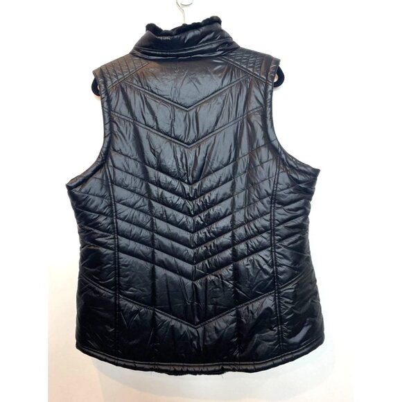 Michael Kors Puffer Zip Front Faux Fur Lined Black Vest Size Extra Large XL - Picture 3 of 10